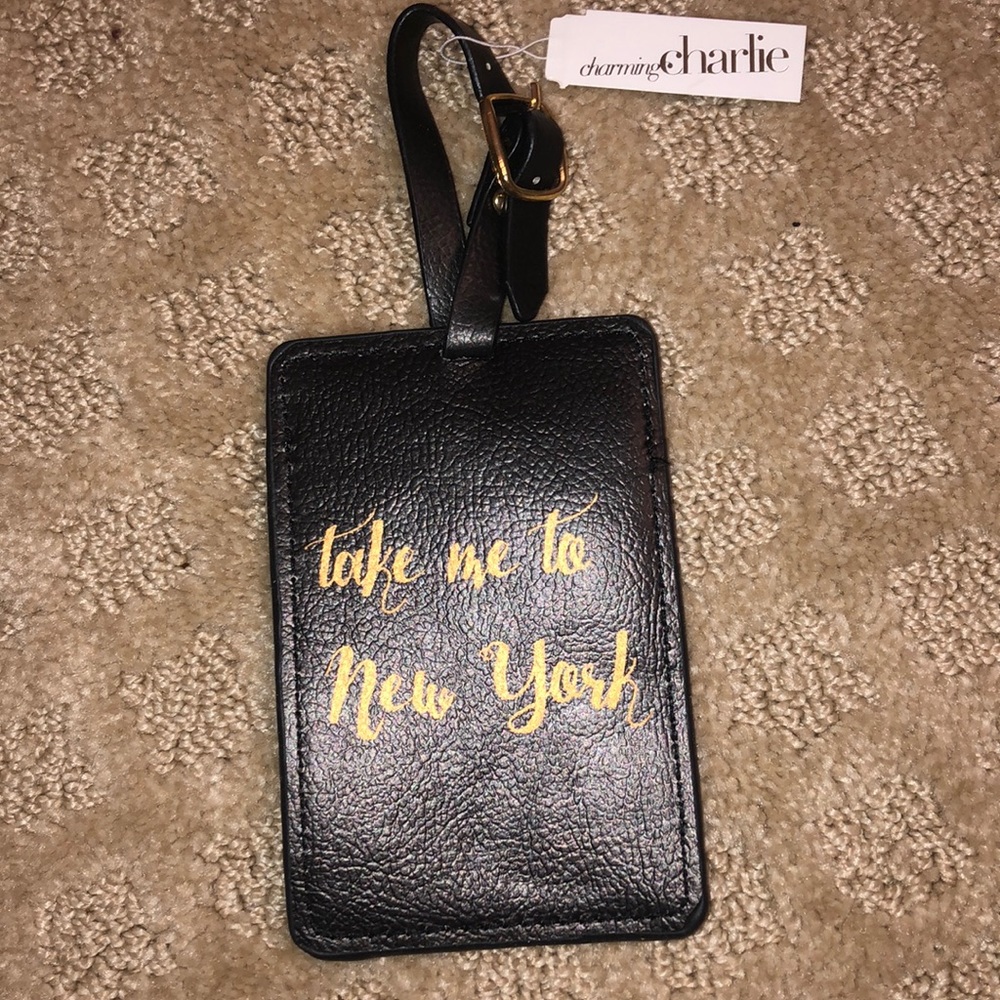 NWT take me to new york faux leather luggage tag